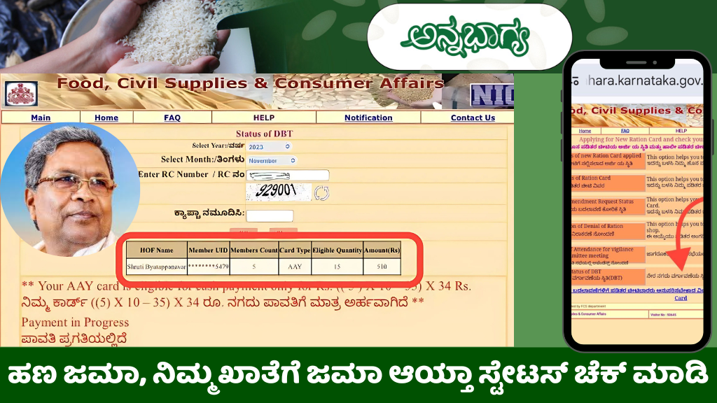 Anna Bhagya DBT Status Check Online